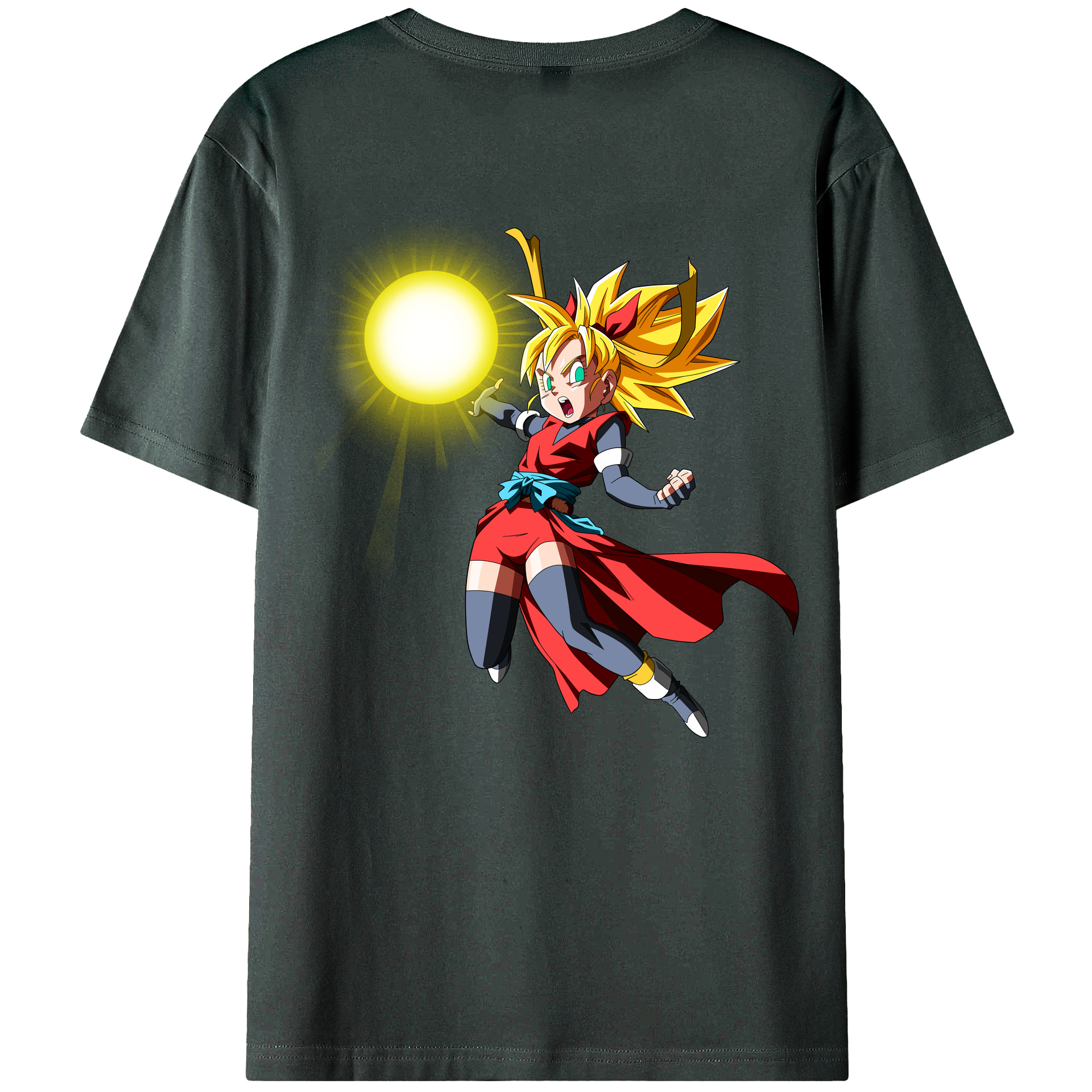 （画像用） ドラゴンボール カリフラ DRAGON BALL Caulifla 綿100％ メンズ半袖Tシャツ（バックプリント） 通気性